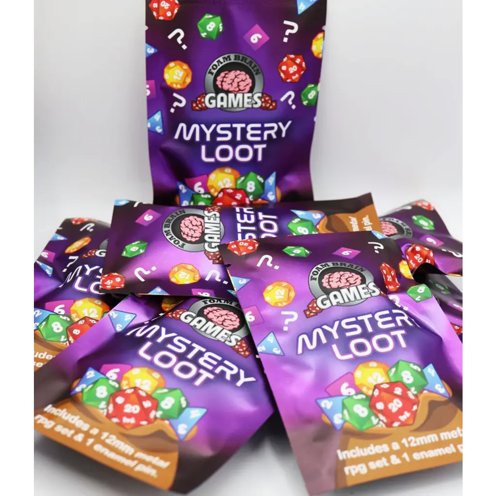 FOAM BRAIN WHOLESALE EPIC MYSTERY LOOT: MINI METAL RPG SET & ENAMEL PIN