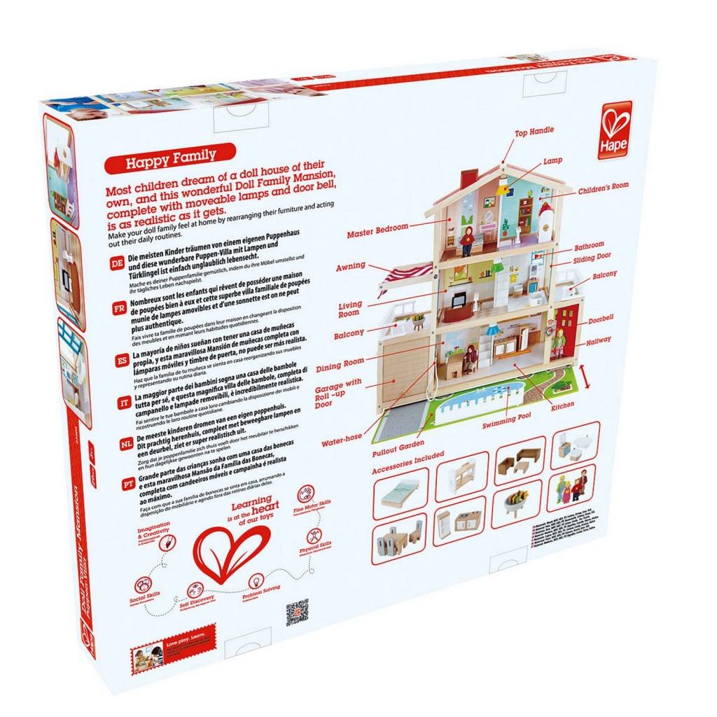 Hape E3405 Kids Wooden Doll Family Mansion with Accessories