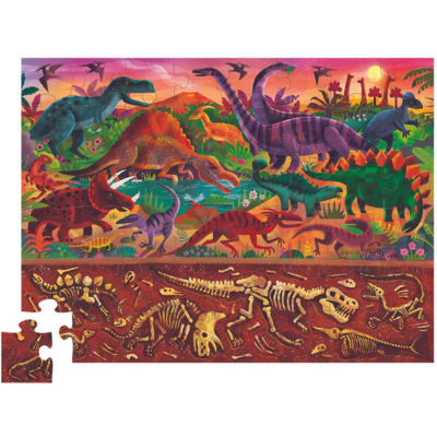 CROCODILE CREEK DINOSAUR WORLD 60 PC PUZZLE ABOVE + BELOW
