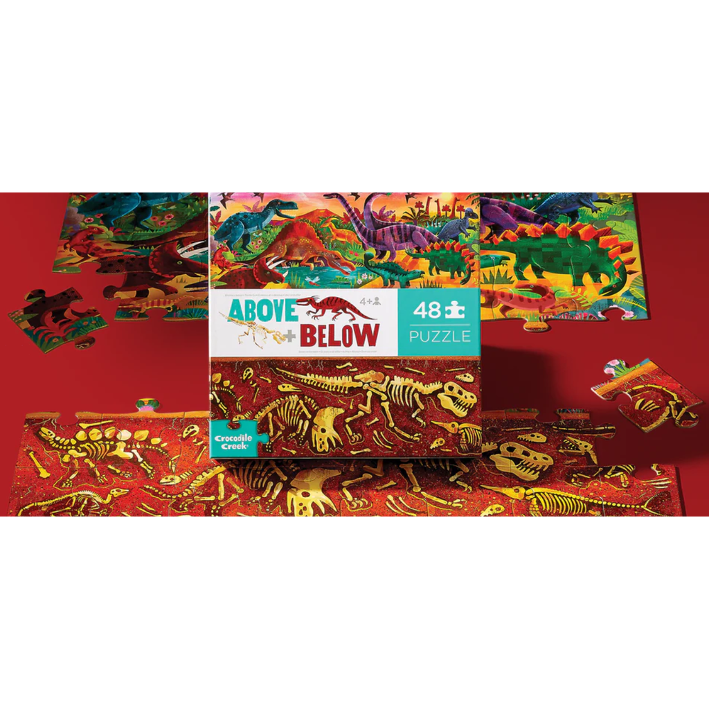 CROCODILE CREEK DINOSAUR WORLD 48 PC PUZZLE ABOVE + BELOW