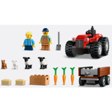 LEGO RED FARM TRACTOR WITH TRAILER & SHEEP