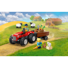 LEGO RED FARM TRACTOR WITH TRAILER & SHEEP