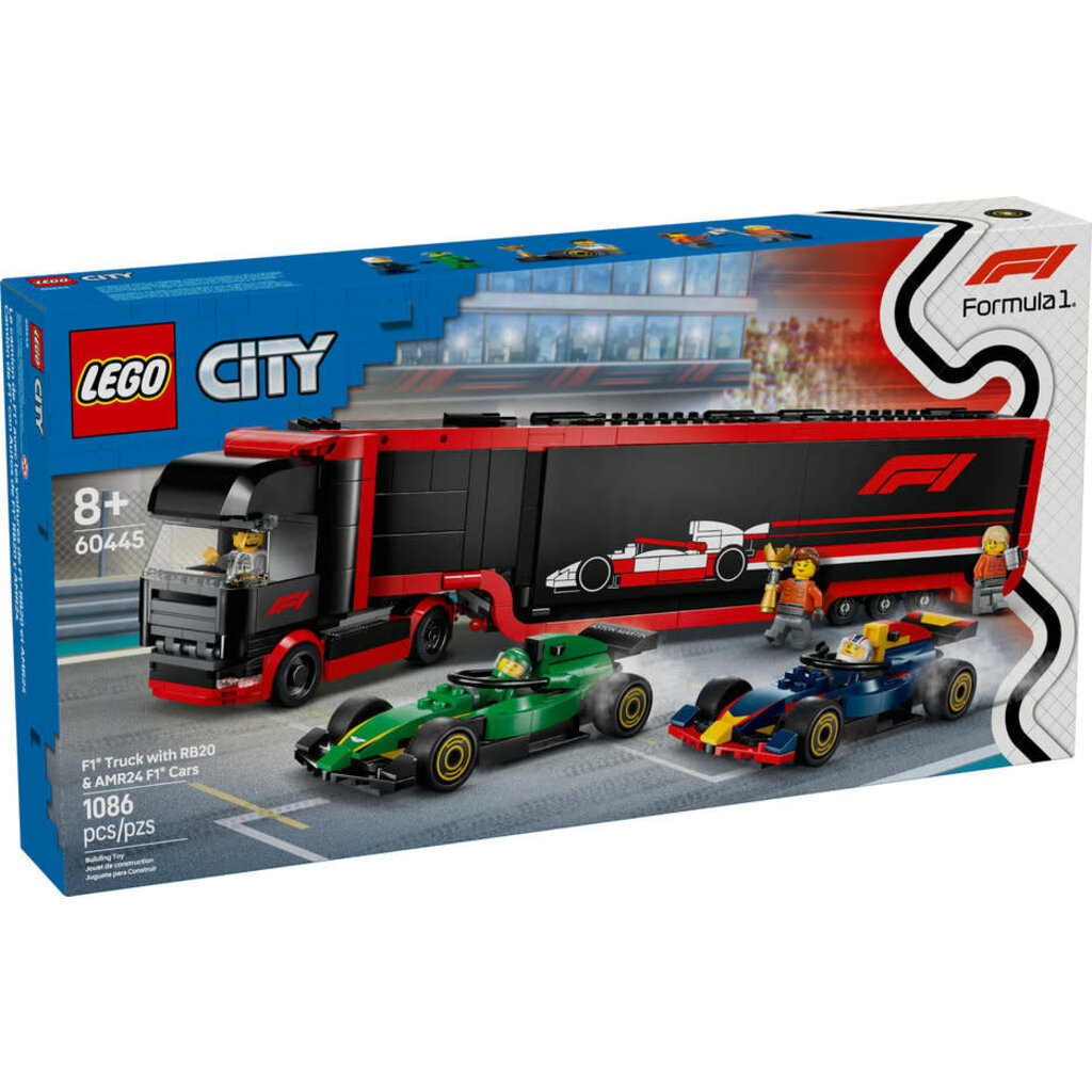 LEGO F1 TRUCK WITH RB20 & AMR24 F1 CARS