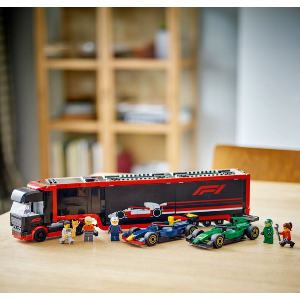 LEGO F1 TRUCK WITH RB20 & AMR24 F1 CARS