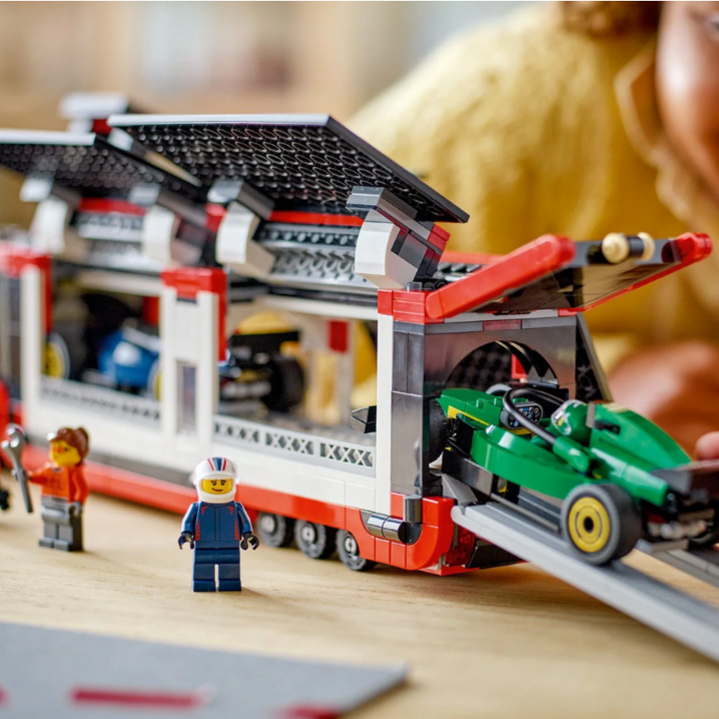 LEGO F1 TRUCK WITH RB20 & AMR24 F1 CARS