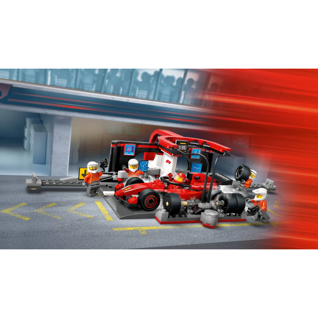 LEGO F1 PIT STOP & PIT CREW WITH FERRARI CAR