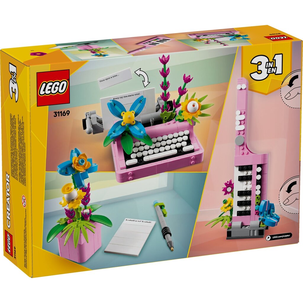 LEGO TYPEWRITER WITH FLOWERS