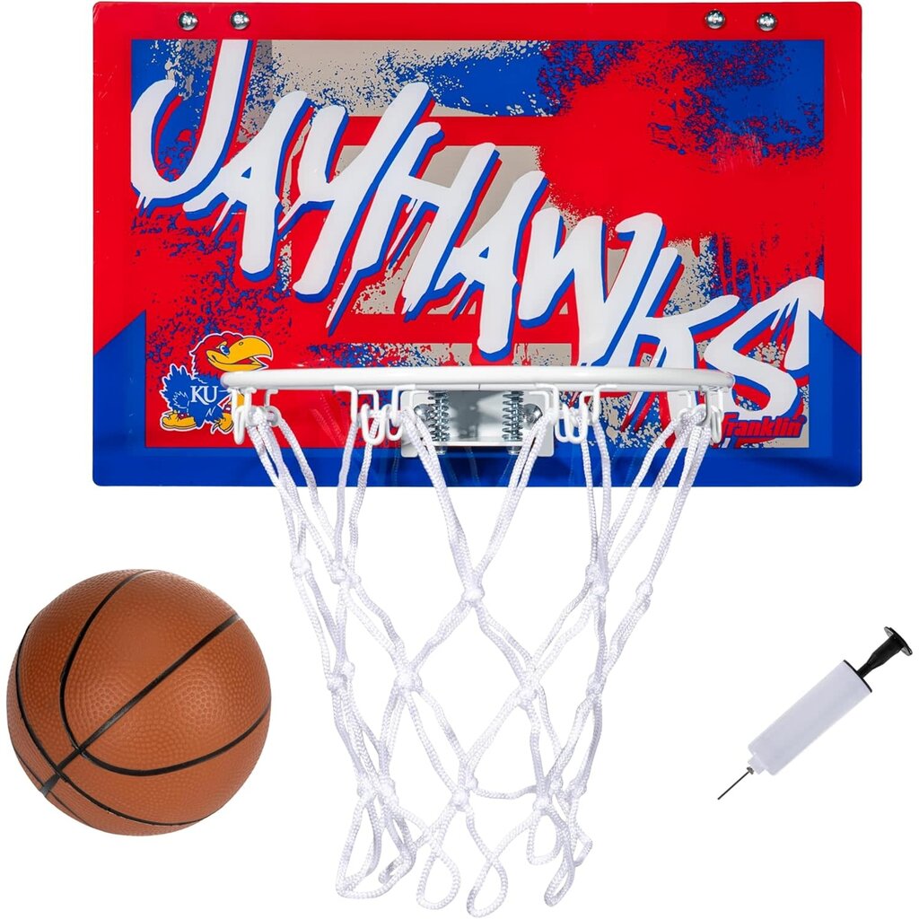 FRANKLIN JAYHAWK KIDS OVER THE DOOR MINI BASKETBALL HOOP SET