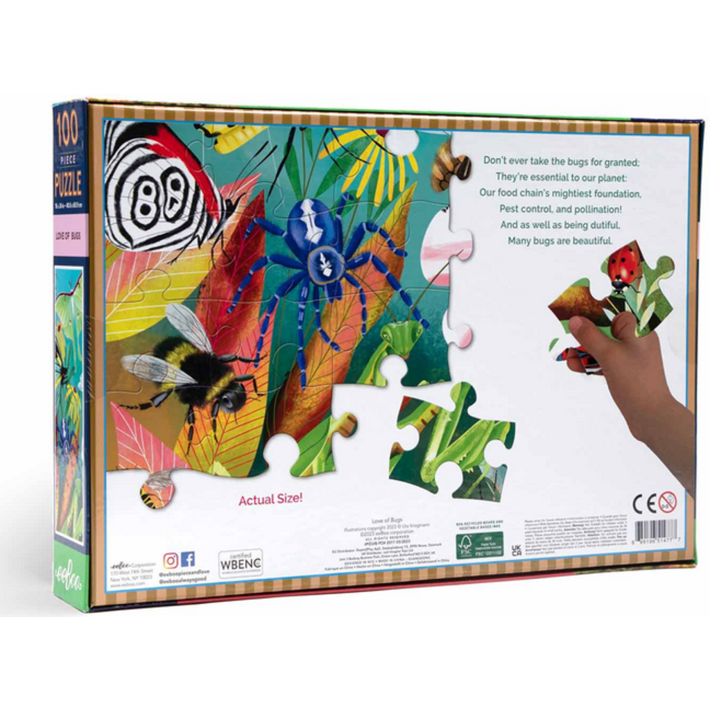 EEBOO LOVE OF BUGS 100 PC PUZZLE
