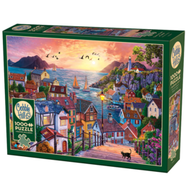 COBBLE HILL COASTAL TOWN AT SUNSET 1000 PC PUZZLE