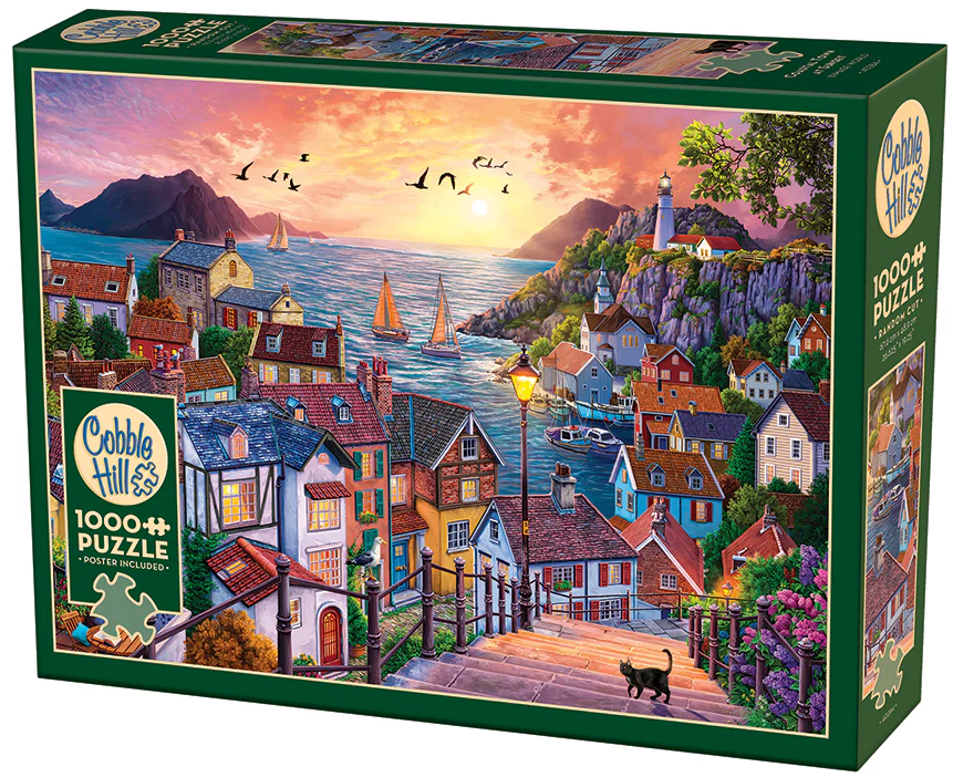 COASTAL TOWN AT SUNSET 1000 PC PUZZLE*