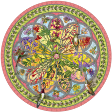 POMEGRANATE ERIN HUNTER FLORAL COMPASS 500 PC PUZZLE*