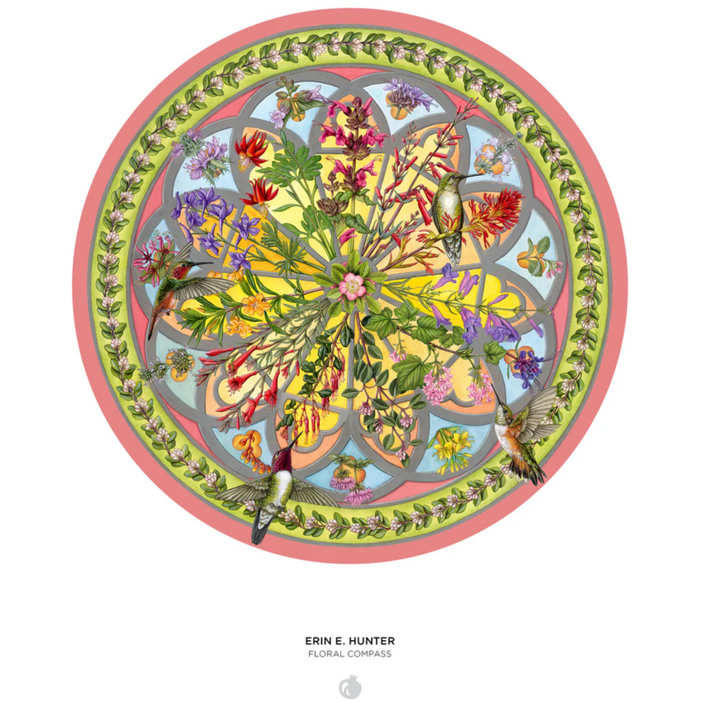 POMEGRANATE ERIN HUNTER FLORAL COMPASS 500 PC PUZZLE*