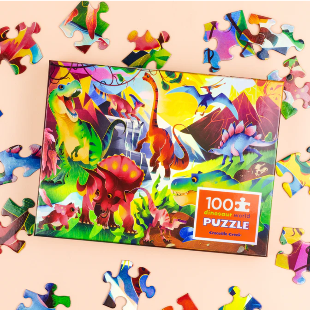 CROCODILE CREEK DINOSAUR WORLD HOLOGRAPHIC 100 PC PUZZLE