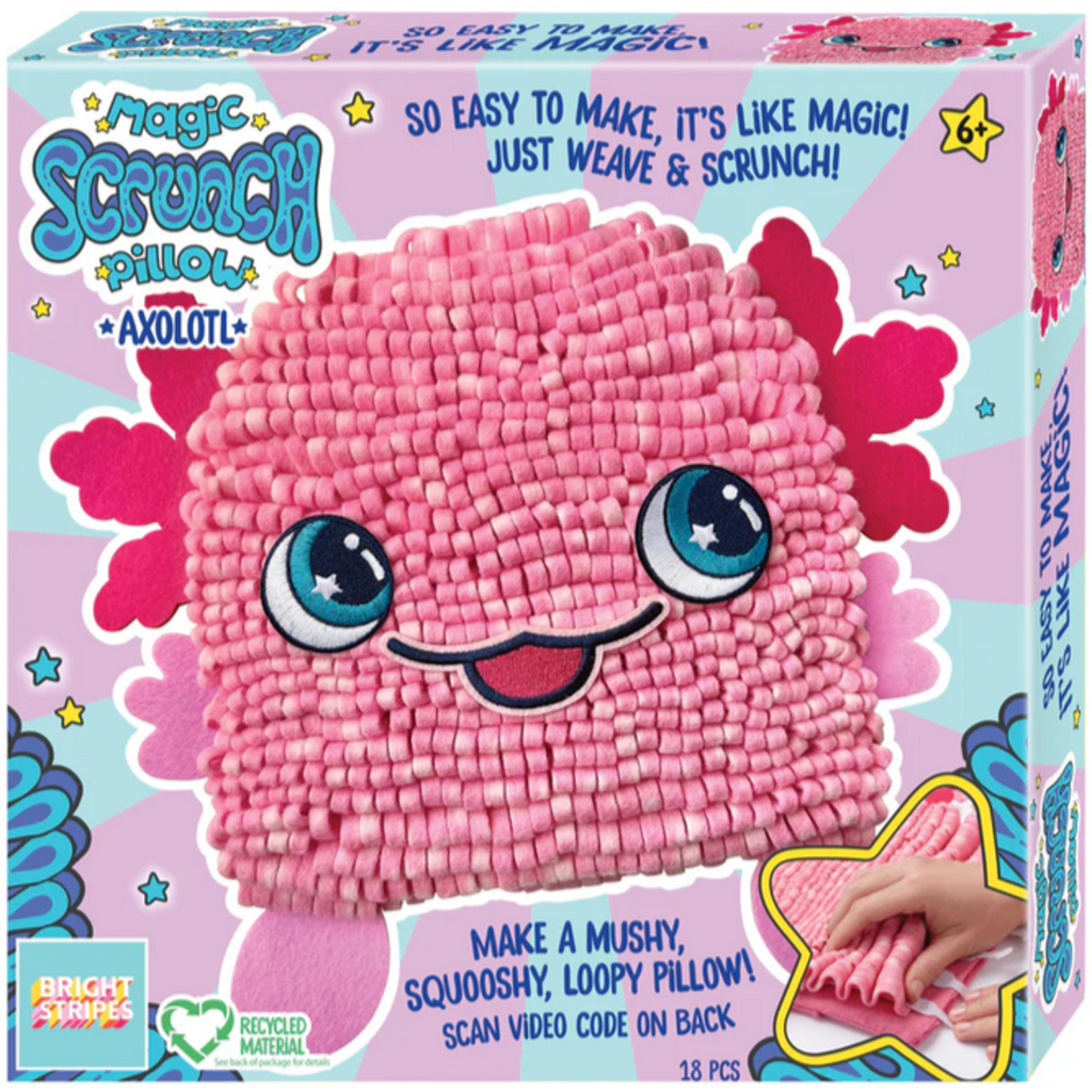 BRIGHT STRIPES MAGIC SCRUNCH AXOLOTL PILLOW