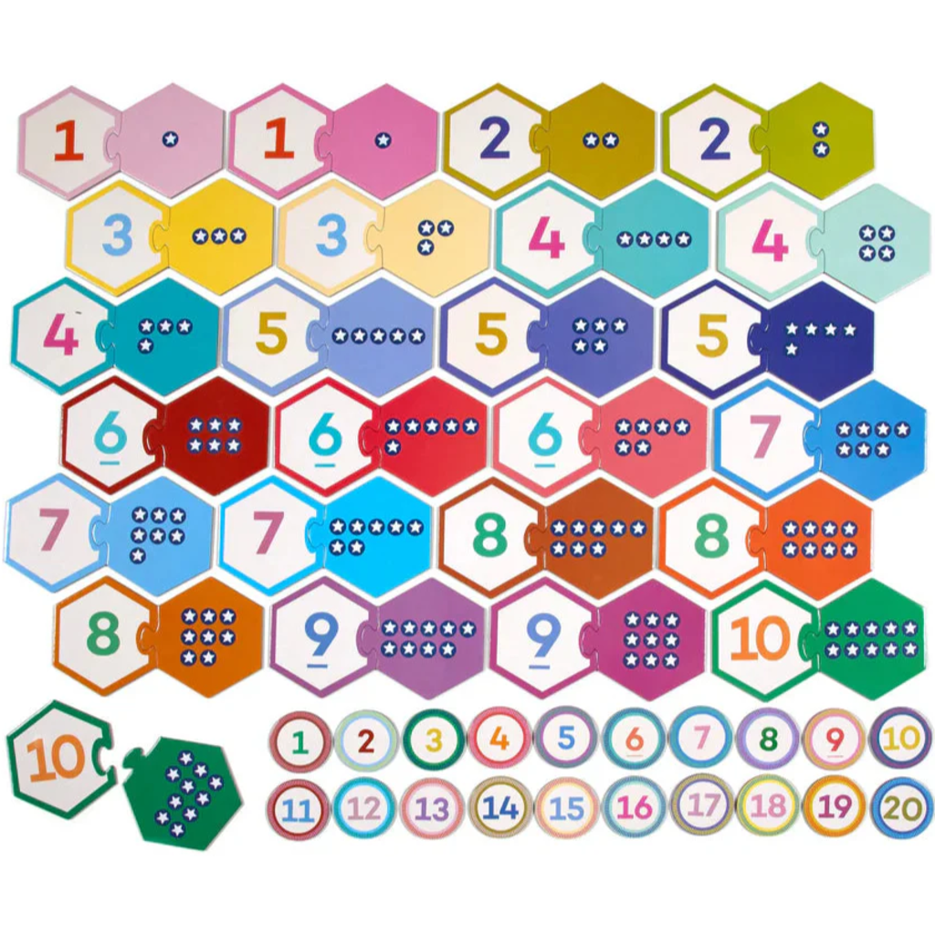 EEBOO NUMBERS HEXAGON PUZZLE PAIRS