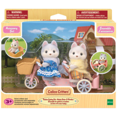 CALICO CRITTERS TANDEM CYCLING SET HUSKY SISTER & BROTHER CALICO CRITTERS