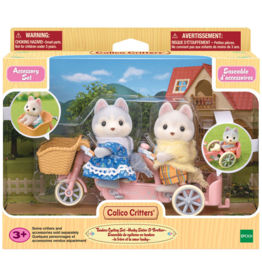 CALICO CRITTERS TANDEM CYCLING SET HUSKY SISTER & BROTHER CALICO CRITTERS
