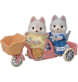 CALICO CRITTERS TANDEM CYCLING SET HUSKY SISTER & BROTHER CALICO CRITTERS*