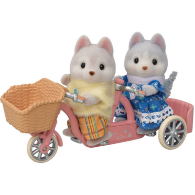 CALICO CRITTERS TANDEM CYCLING SET HUSKY SISTER & BROTHER CALICO CRITTERS*