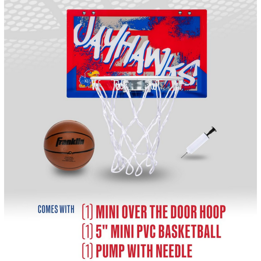 FRANKLIN JAYHAWK KIDS OVER THE DOOR MINI BASKETBALL HOOP SET