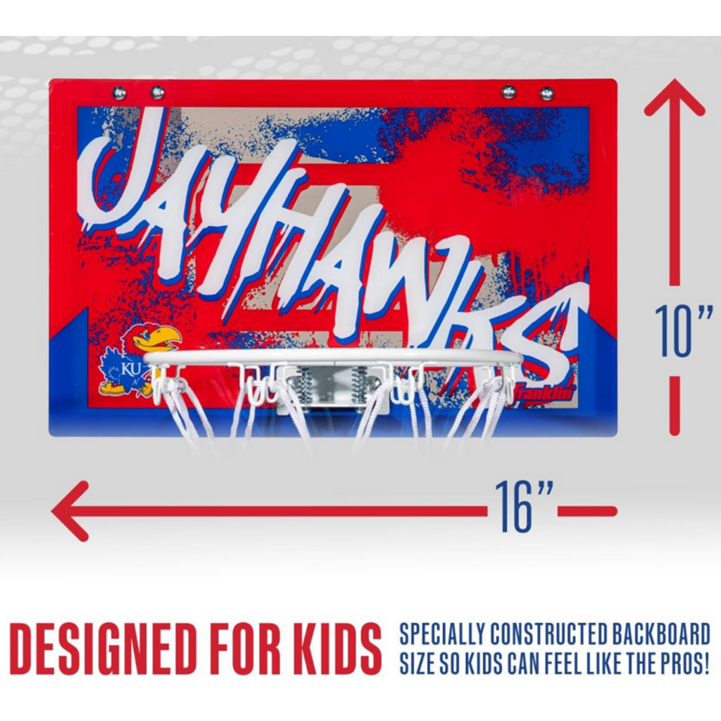 FRANKLIN JAYHAWK KIDS OVER THE DOOR MINI BASKETBALL HOOP SET