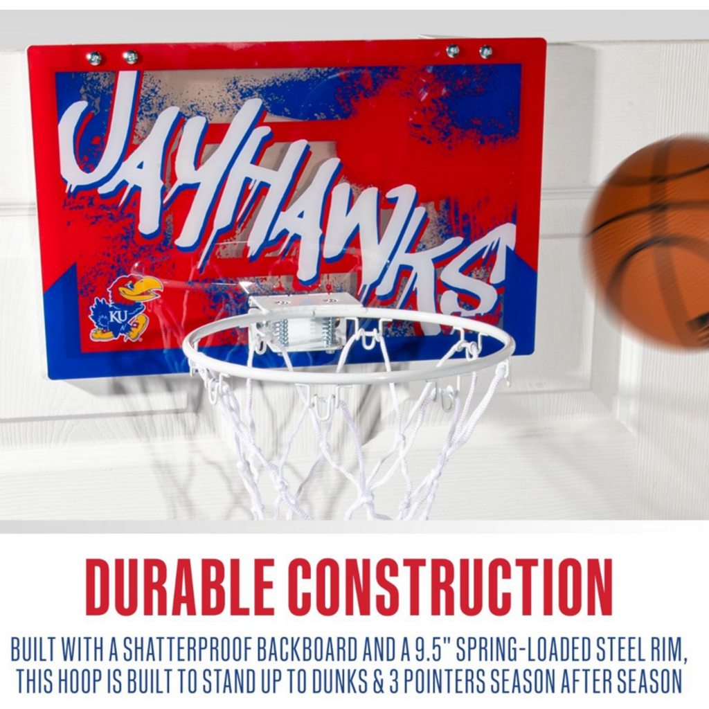 FRANKLIN JAYHAWK KIDS OVER THE DOOR MINI BASKETBALL HOOP SET