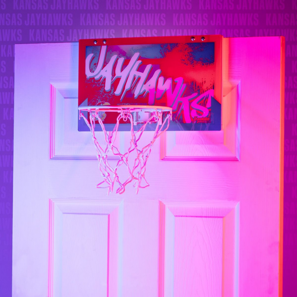 FRANKLIN JAYHAWK KIDS OVER THE DOOR MINI BASKETBALL HOOP SET