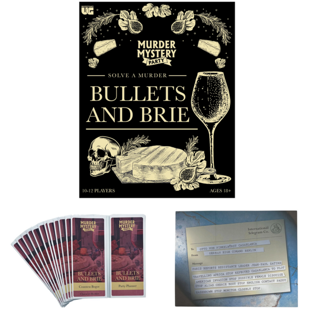 MURDER MYSTERY GAMES MURDER MYSTERY PARTY -  BULLETS AND BRIE*