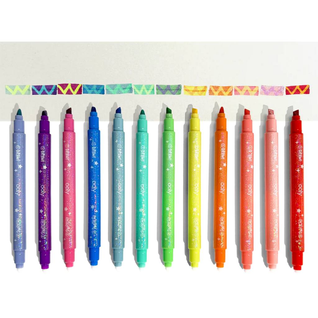 OOLY SWITCH-EROO SPARKLE GLITTERY COLOR CHANGING MARKERS