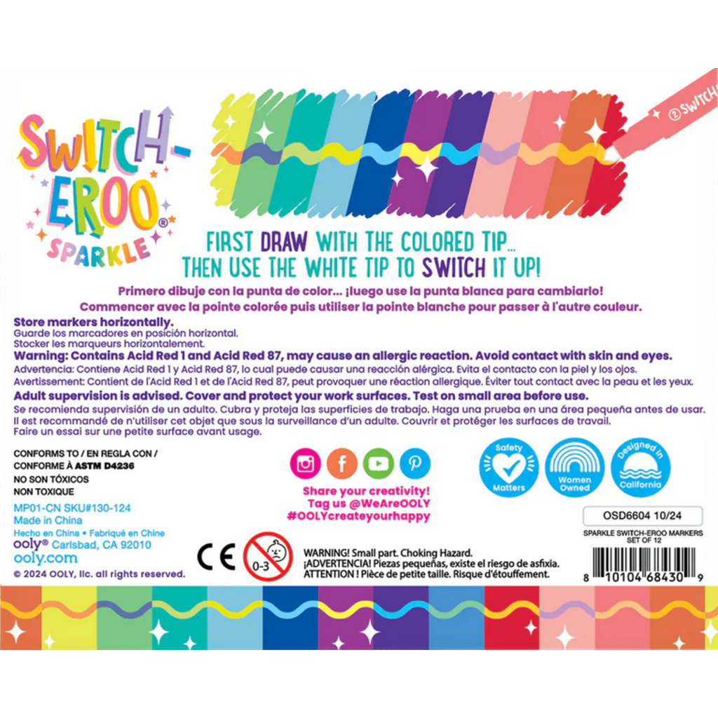 OOLY SWITCH-EROO SPARKLE GLITTERY COLOR CHANGING MARKERS