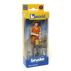 BRUDER TOYS AMERICA CONSTRUCTION WORKER WITH ACCESSORIES