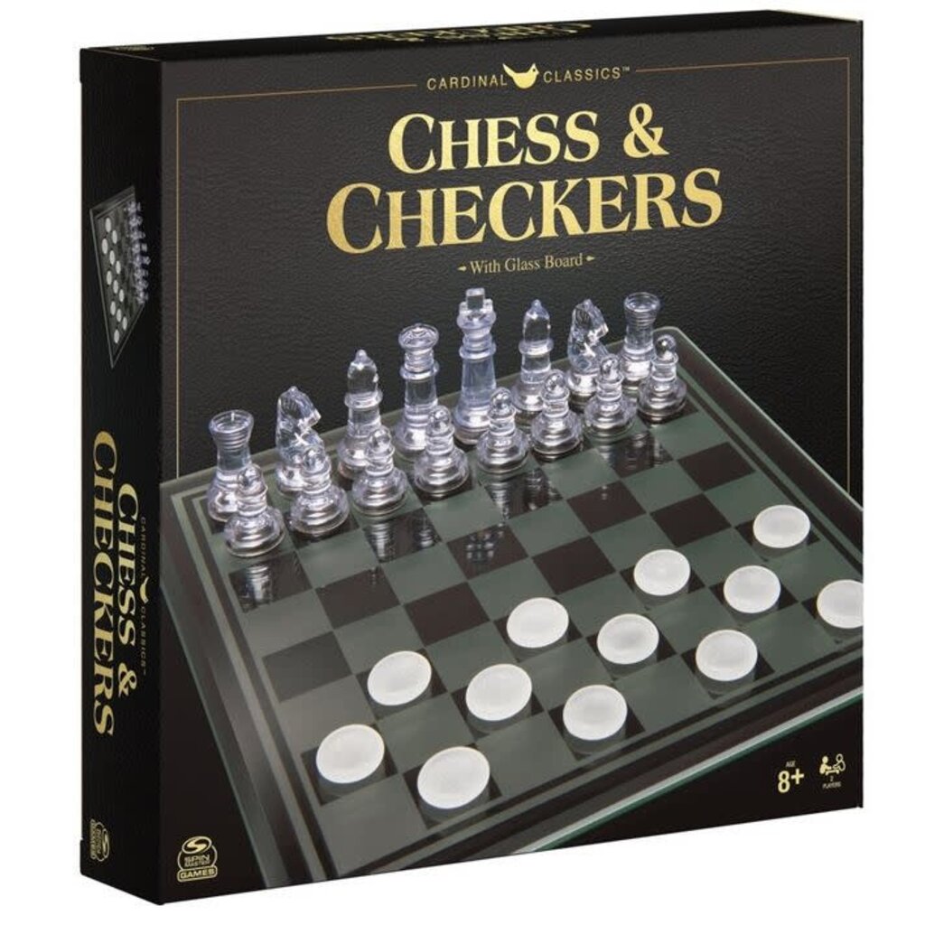 SPINMASTER GLASS CHESS & CHECKERS