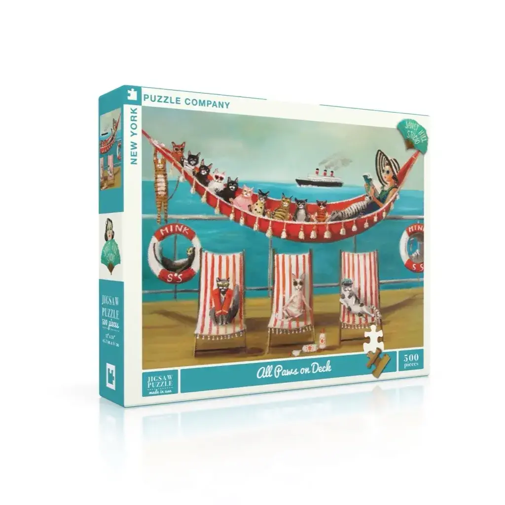 NEW YORK PUZZLE CO ALL PAWS ON DECK 500 PC PUZZLE*