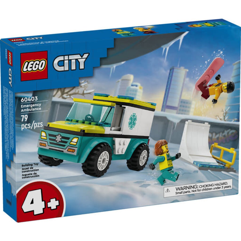 LEGO EMERGENCY AMBULANCE AND SNOWBOARDER*