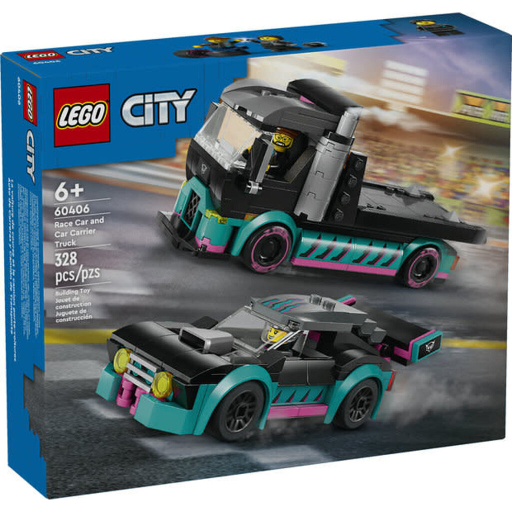 LEGO RACE CAR AND CAR CARRIER TRUCK