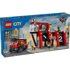 LEGO FIRE STATION WITH FIRE TRUCK