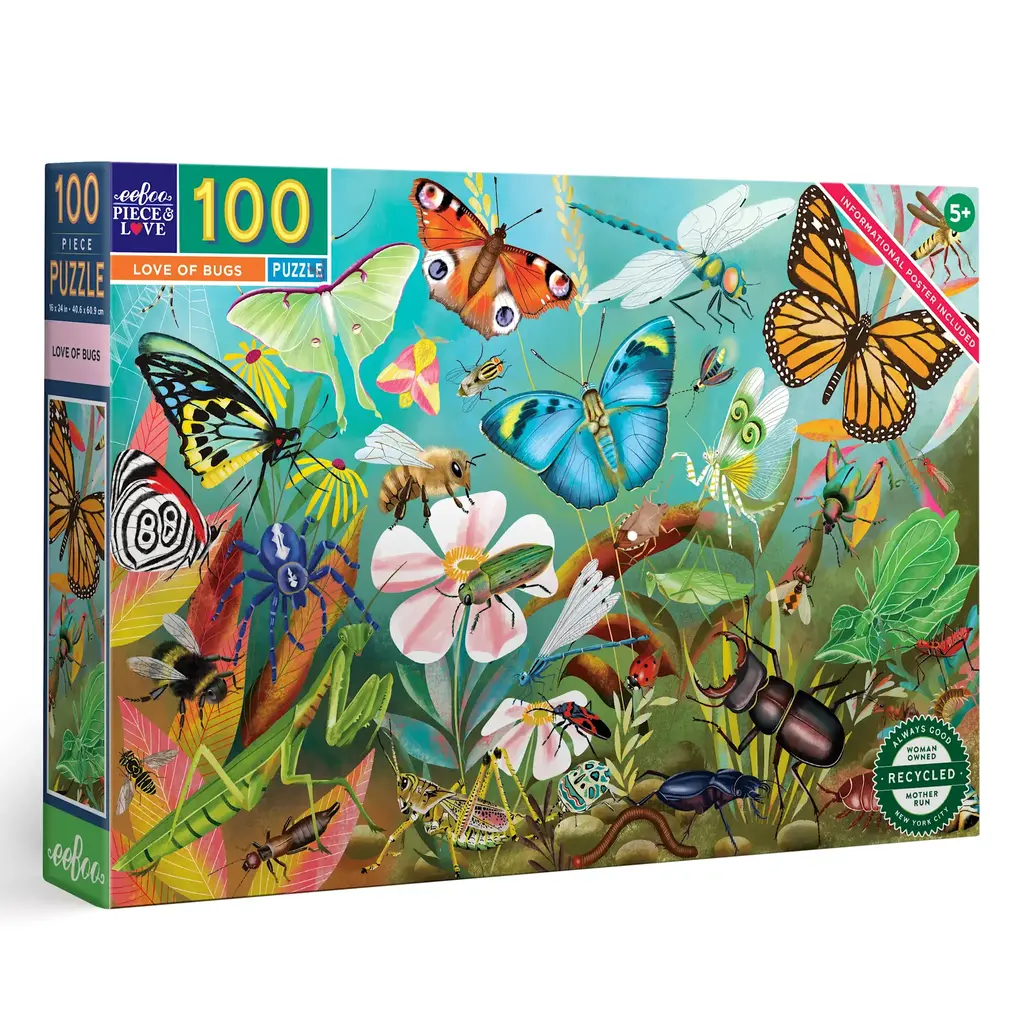 EEBOO LOVE OF BUGS 100 PC PUZZLE