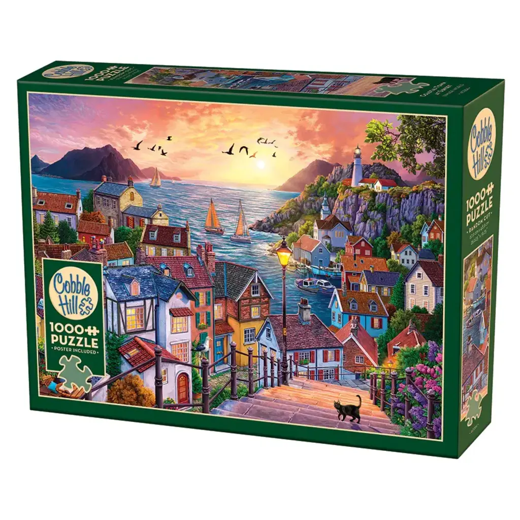 COBBLE HILL COASTAL TOWN AT SUNSET 1000 PC PUZZLE
