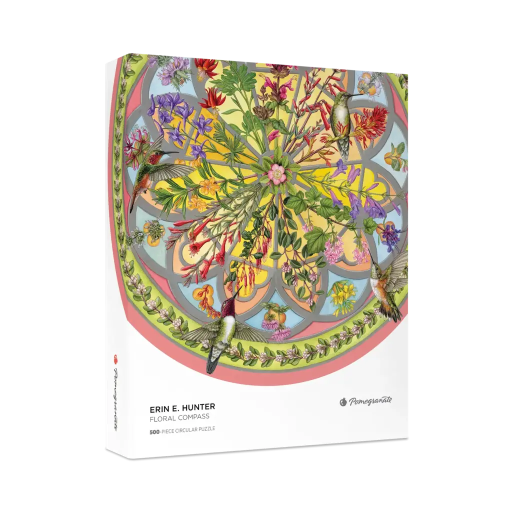 POMEGRANATE ERIN HUNTER FLORAL COMPASS 500 PC PUZZLE*