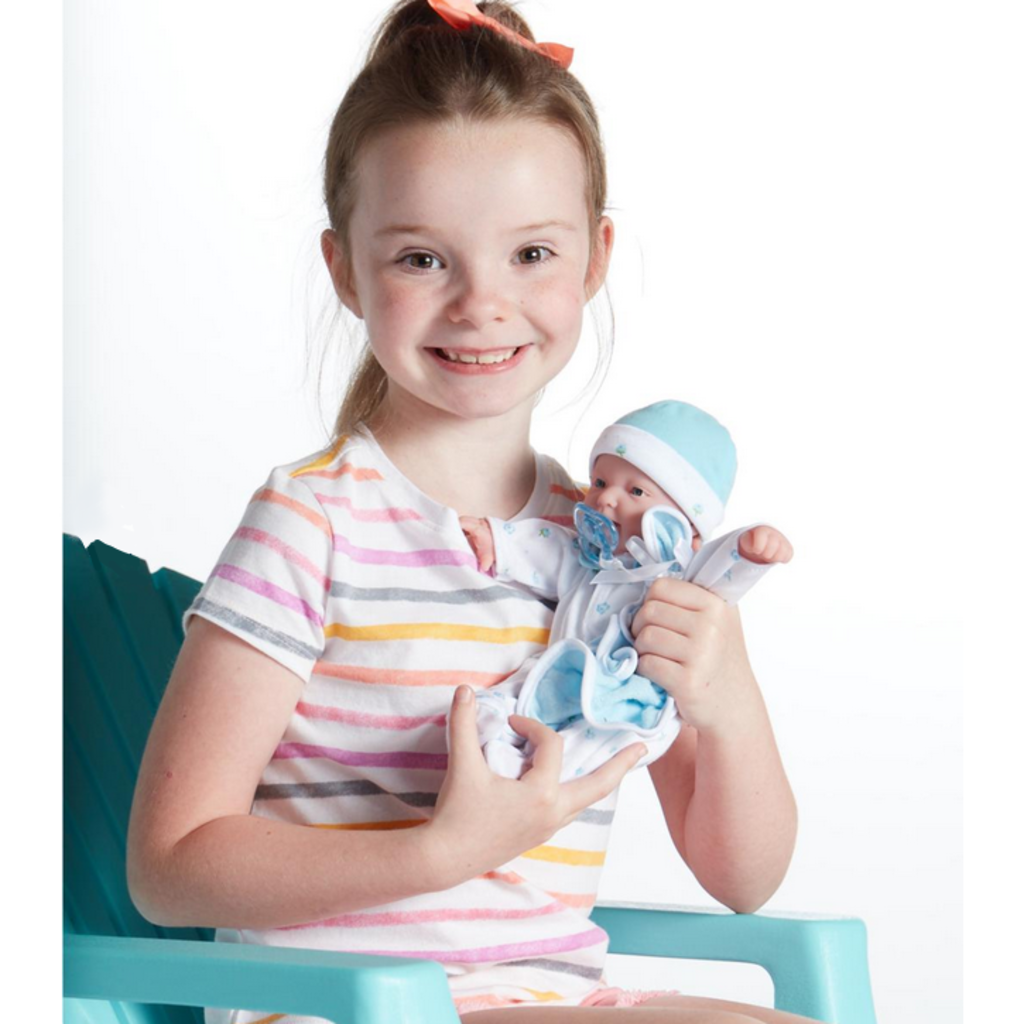 LA BABY 11" DOLL  CAUCASIAN/BLUE