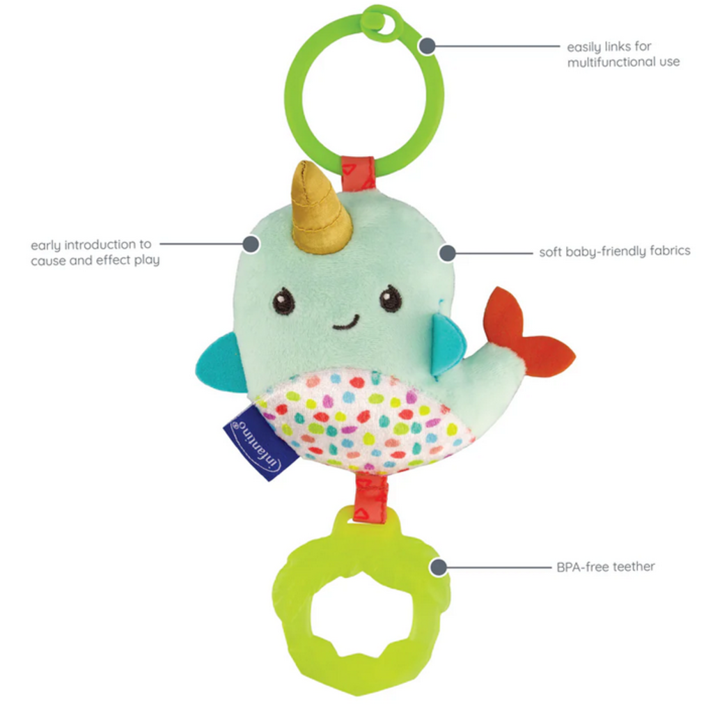 INFANTINO CHIME & GO TAG ALONG PAL NARWHAL