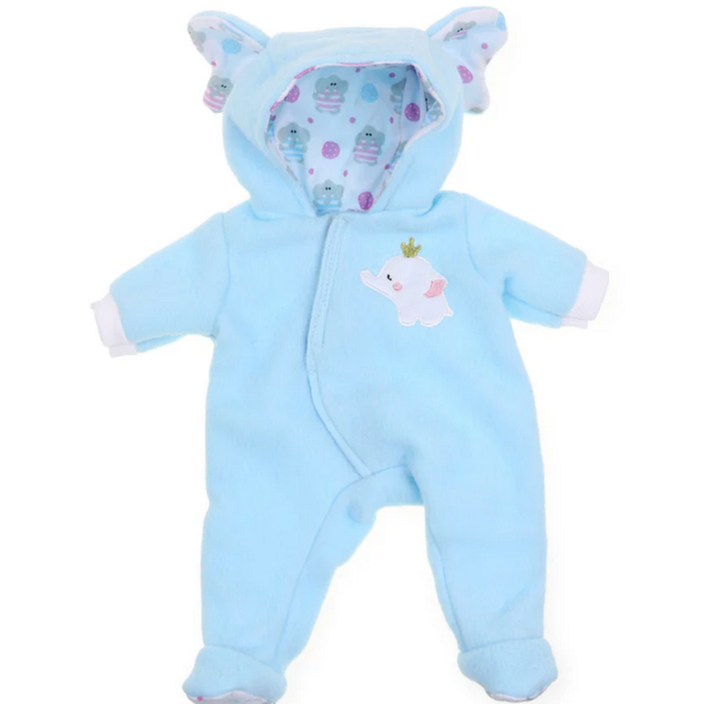JC TOYS 16" DOLL CLOTHES HOODED ONESIE BLUE