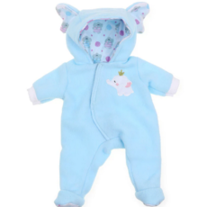 JC TOYS 16" DOLL CLOTHES HOODED ONESIE BLUE