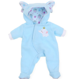 JC TOYS 16" DOLL CLOTHES HOODED ONESIE BLUE
