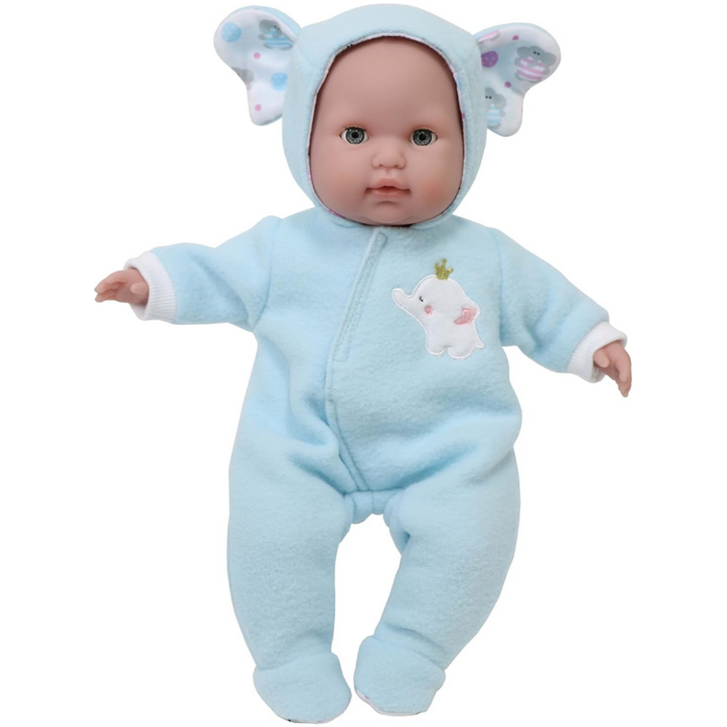 JC TOYS 16" DOLL CLOTHES HOODED ONESIE BLUE