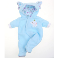JC TOYS 16" DOLL CLOTHES HOODED ONESIE BLUE