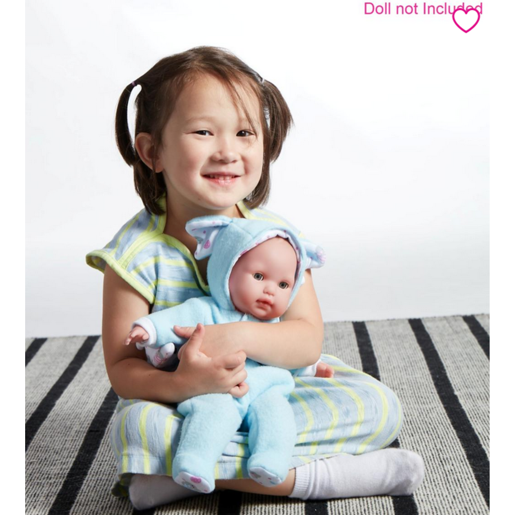 JC TOYS 16" DOLL CLOTHES HOODED ONESIE BLUE