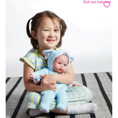 JC TOYS 16" DOLL CLOTHES HOODED ONESIE BLUE