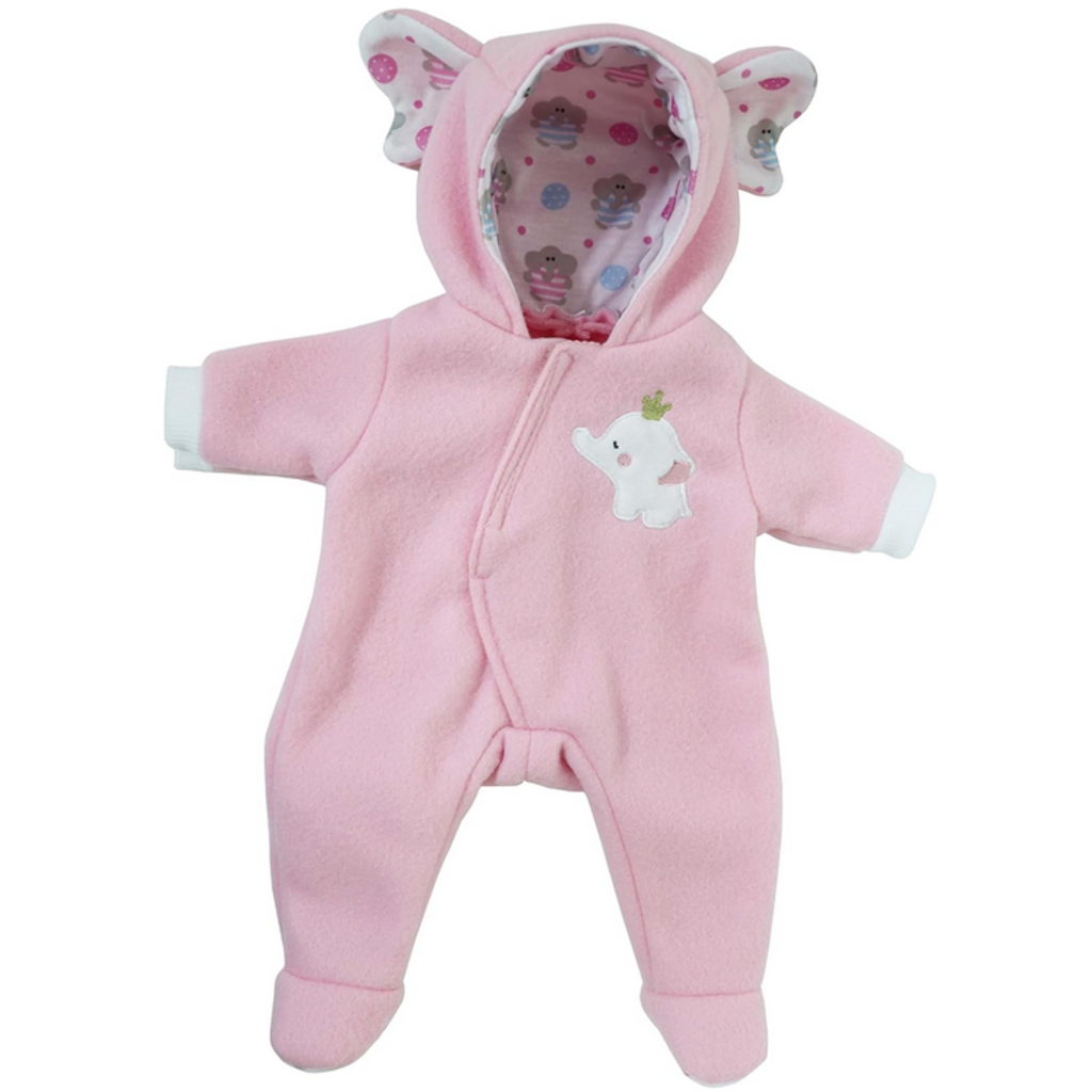 JC TOYS 16" DOLL CLOTHES   HOODED ONESIE PINK